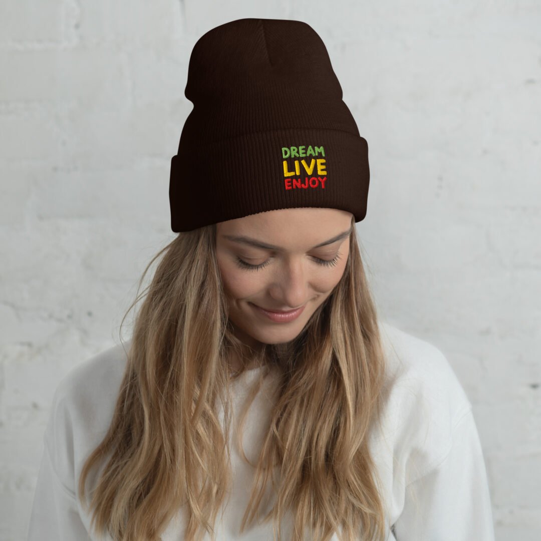 "DREAM-LIVE-ENJOY" - Cuffed Beanie