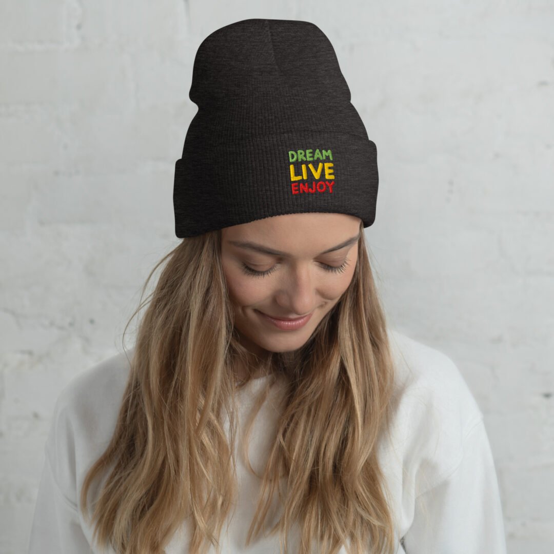 "DREAM-LIVE-ENJOY" - Cuffed Beanie