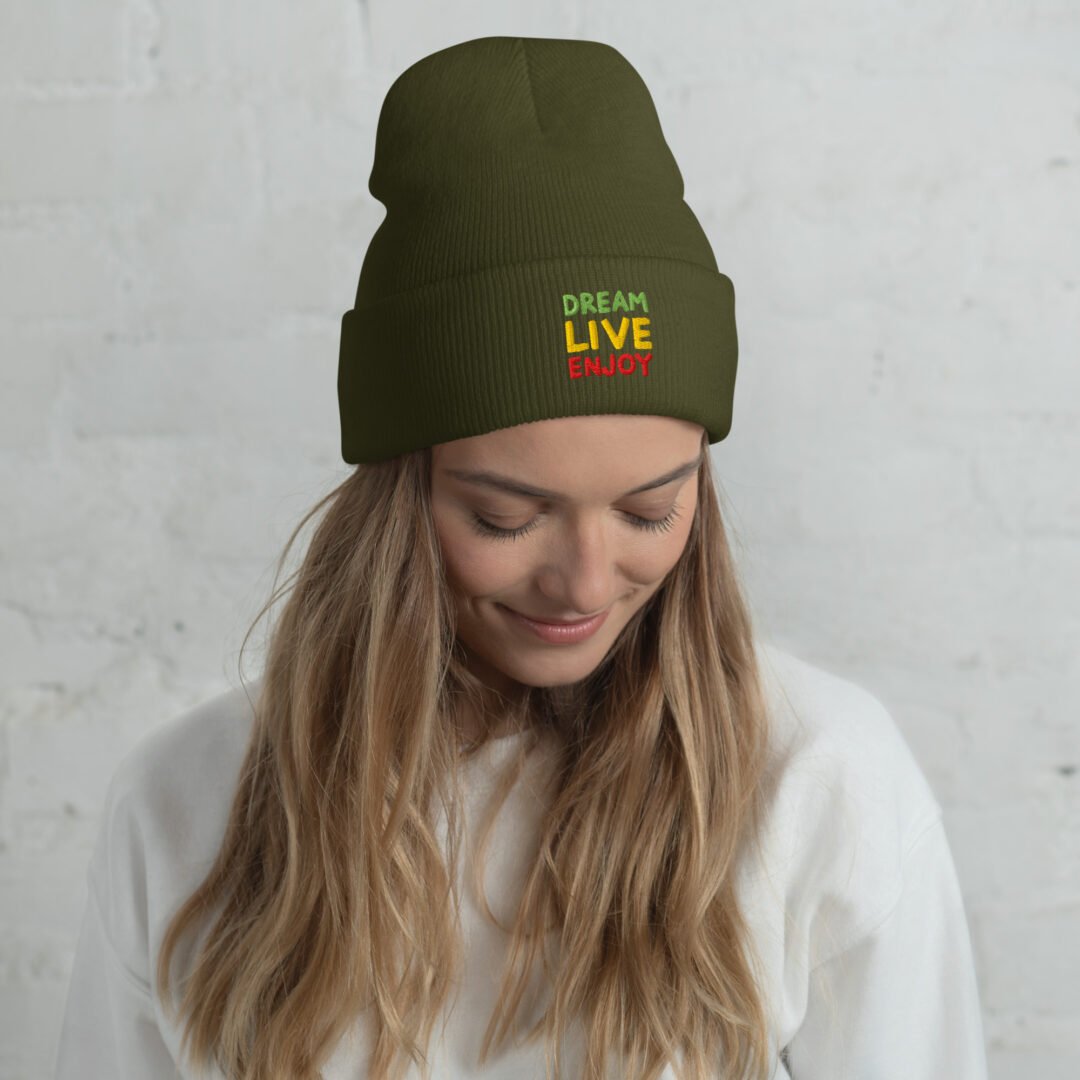 "DREAM-LIVE-ENJOY" - Cuffed Beanie