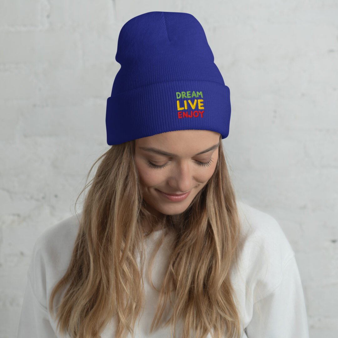 "DREAM-LIVE-ENJOY" - Cuffed Beanie