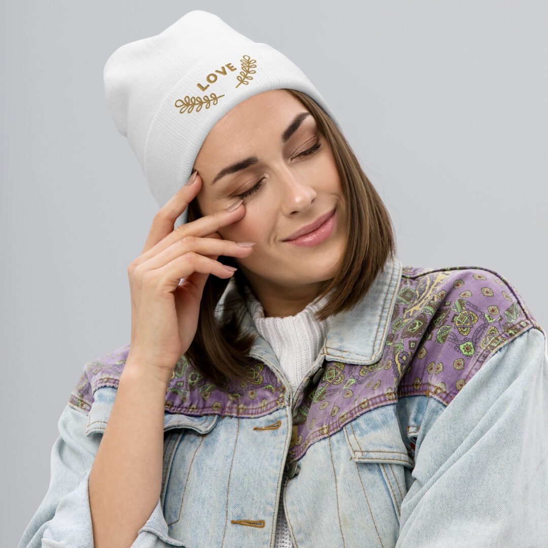 "LOVE" + Leaves - Knit Beanie