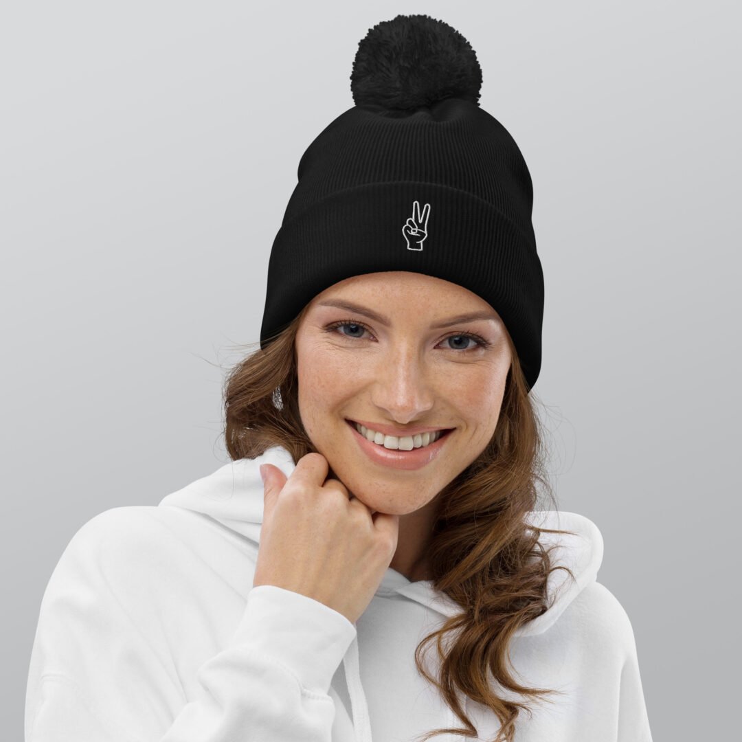 Peace Hand - Pom-Pom Beanie - Image 3