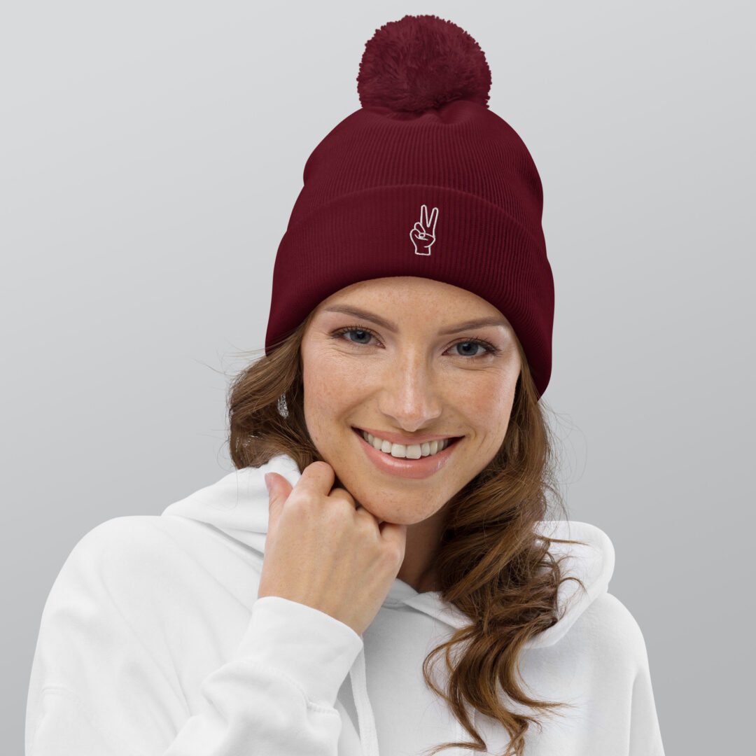 Peace Hand - Pom-Pom Beanie - Image 4