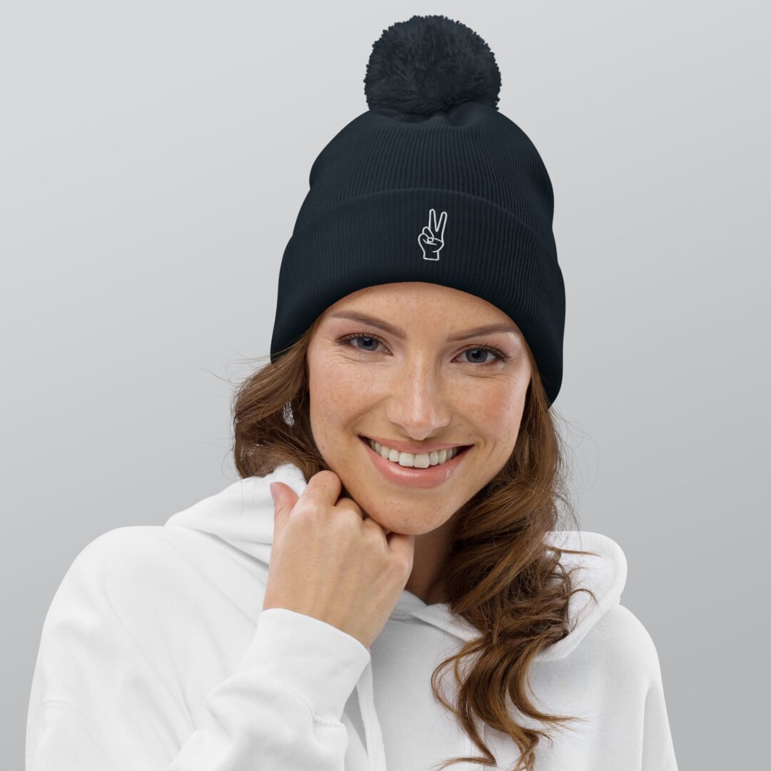 Peace Hand - Pom-Pom Beanie - Image 5