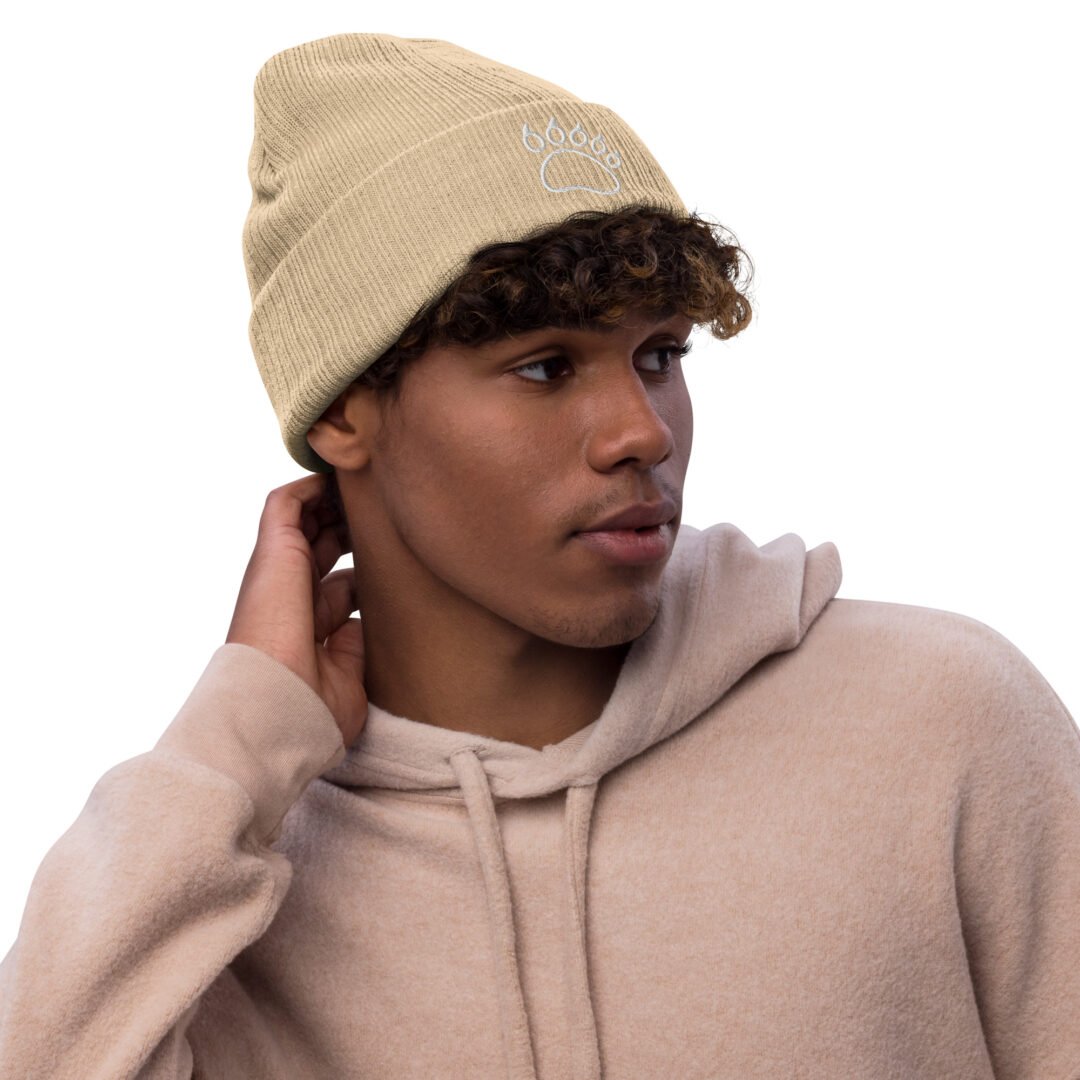 Bear Footprint - Ribbed Knit Beanie