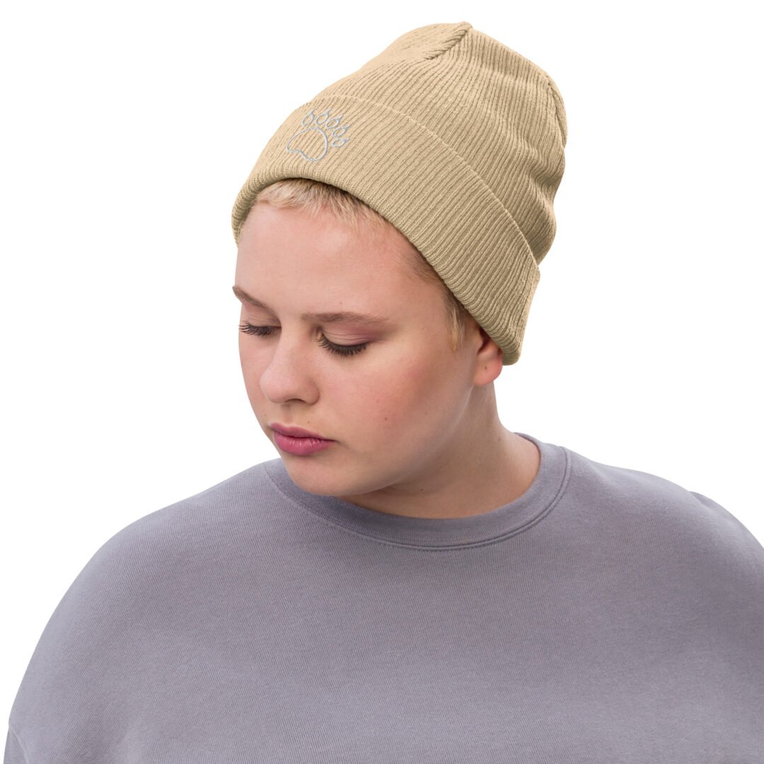Bear Footprint - Ribbed Knit Beanie
