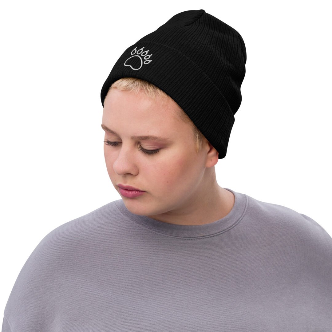 Bear Footprint - Ribbed Knit Beanie