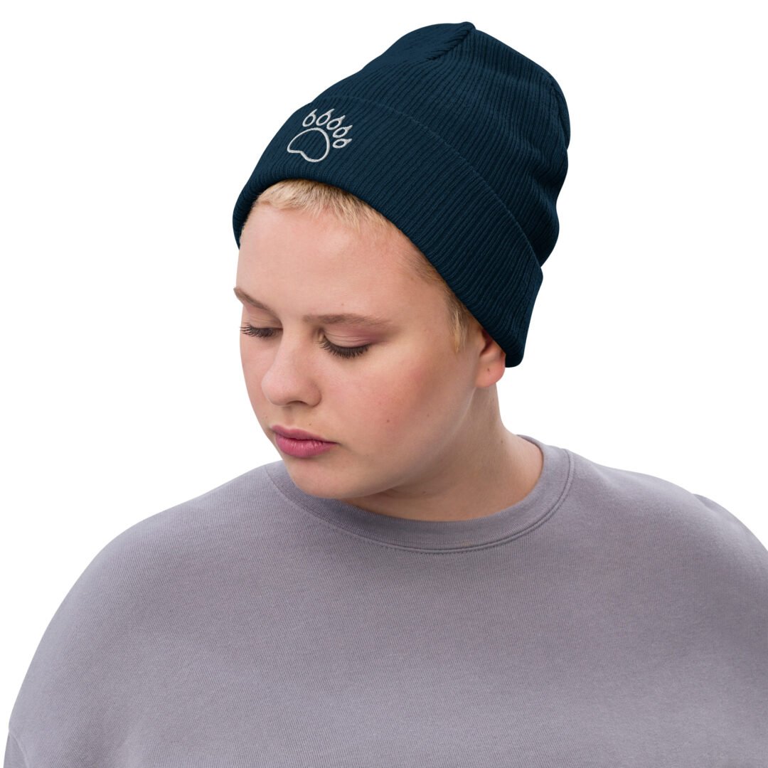 Bear Footprint - Ribbed Knit Beanie