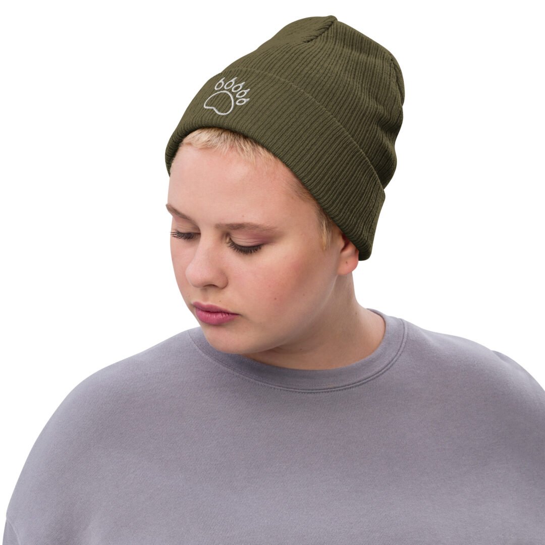 Bear Footprint - Ribbed Knit Beanie
