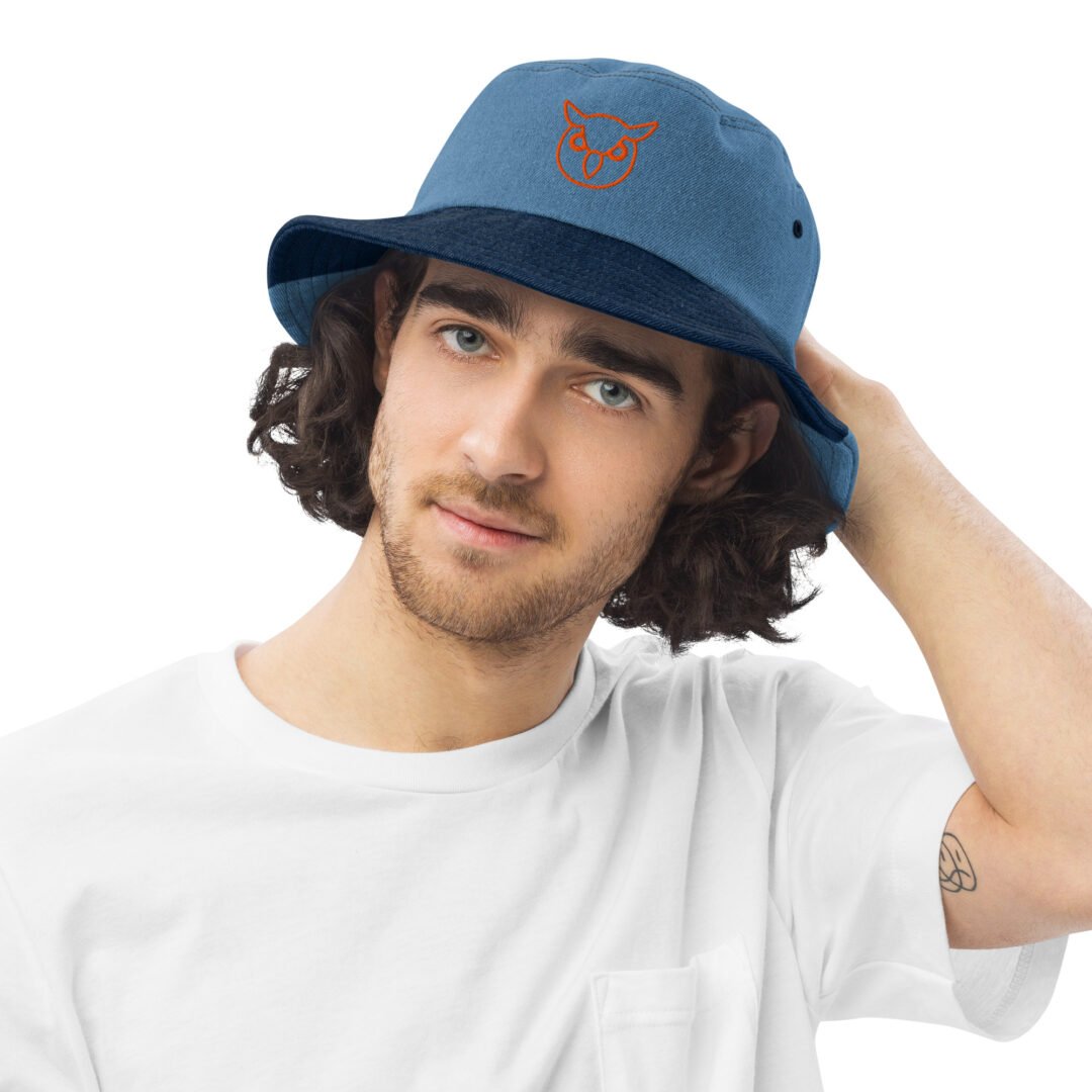 Owl Head - Denim Bucket Hat - Image 4